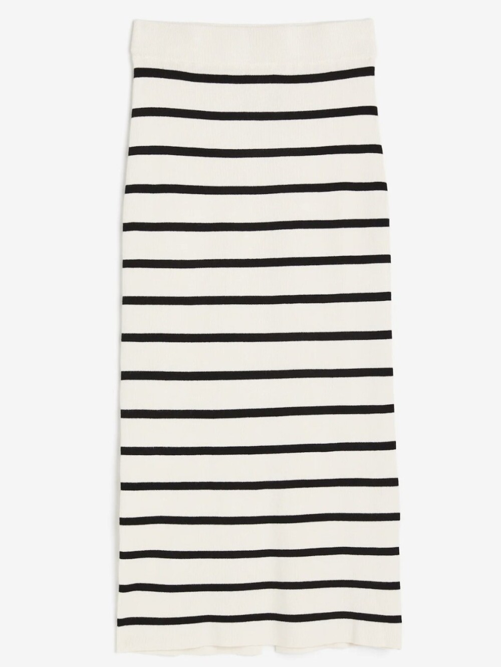 H&M Straight Knit Pencil Skirt Mid Calf Striped Cream & Black Size XL